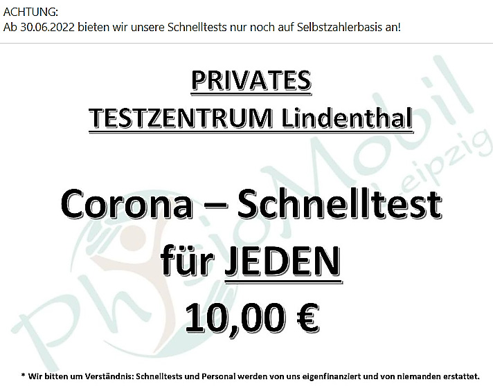 Corona Schnelltest 10€ - PhysioMobil-Leipzig